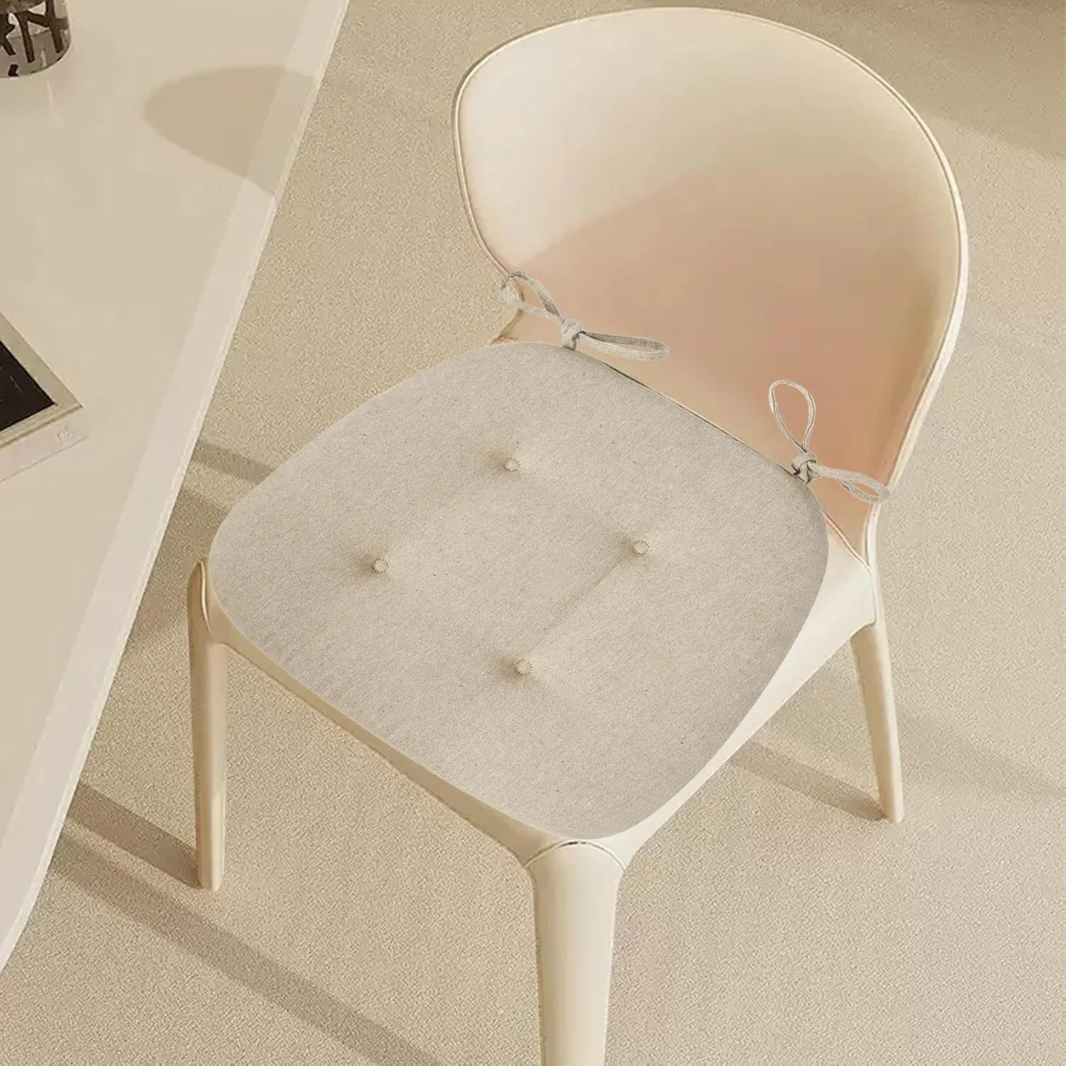 بالشتک صندلی غذاخوری، پدهای صندلی غذاخوری تنفسی با بند، پد ارگونومیک ضخیم شده، بالشتک صندلی، زیر نشیمن لغزنده برای خانه