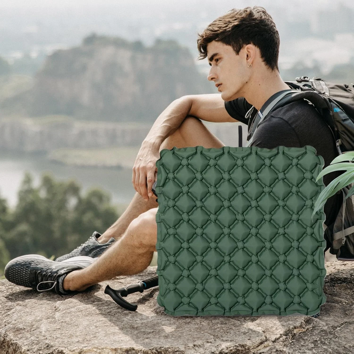 بالشتک صندلی بادی مسافرتی | بالشتک صندلی بادی - پشتیبانی قابل حمل برای میز خوابگاه، محل کار، رانندگی، کامیون، مسافرت، کمپینگ