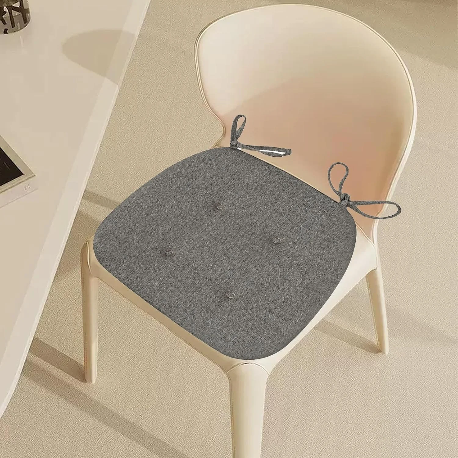 بالشتک صندلی آشپزخانه، پدهای صندلی ناهار خوری تنفسی با بند، زیر نشیمن ضخیم، بالشتک صندلی نرم و بدون لغزش برای خانه و محل کار