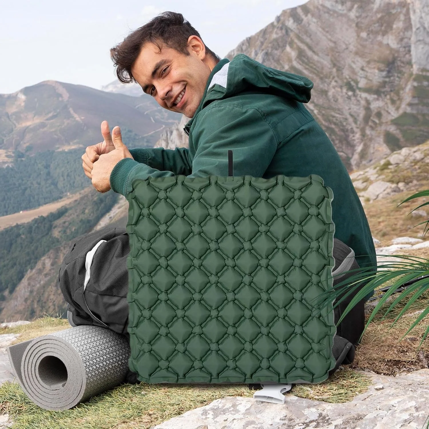 بالشتک صندلی بادی مسافرتی، بالشتک صندلی بادی - پد قابل حمل برای راحتی در رانندگی، کمپینگ، خوابگاه، میز، راننده، کامیون