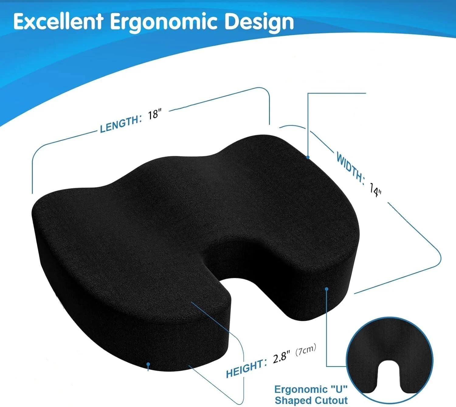 بالشتک صندلی راحتی ممتاز EETU، بالشتک دنبالچه فوم حافظه دار 100% طبی ضد لغزش برای درد دنبالچه، بالشتک برای صندلی اداری صندلی ماشین، تسکین درد کمر و سیاتیک