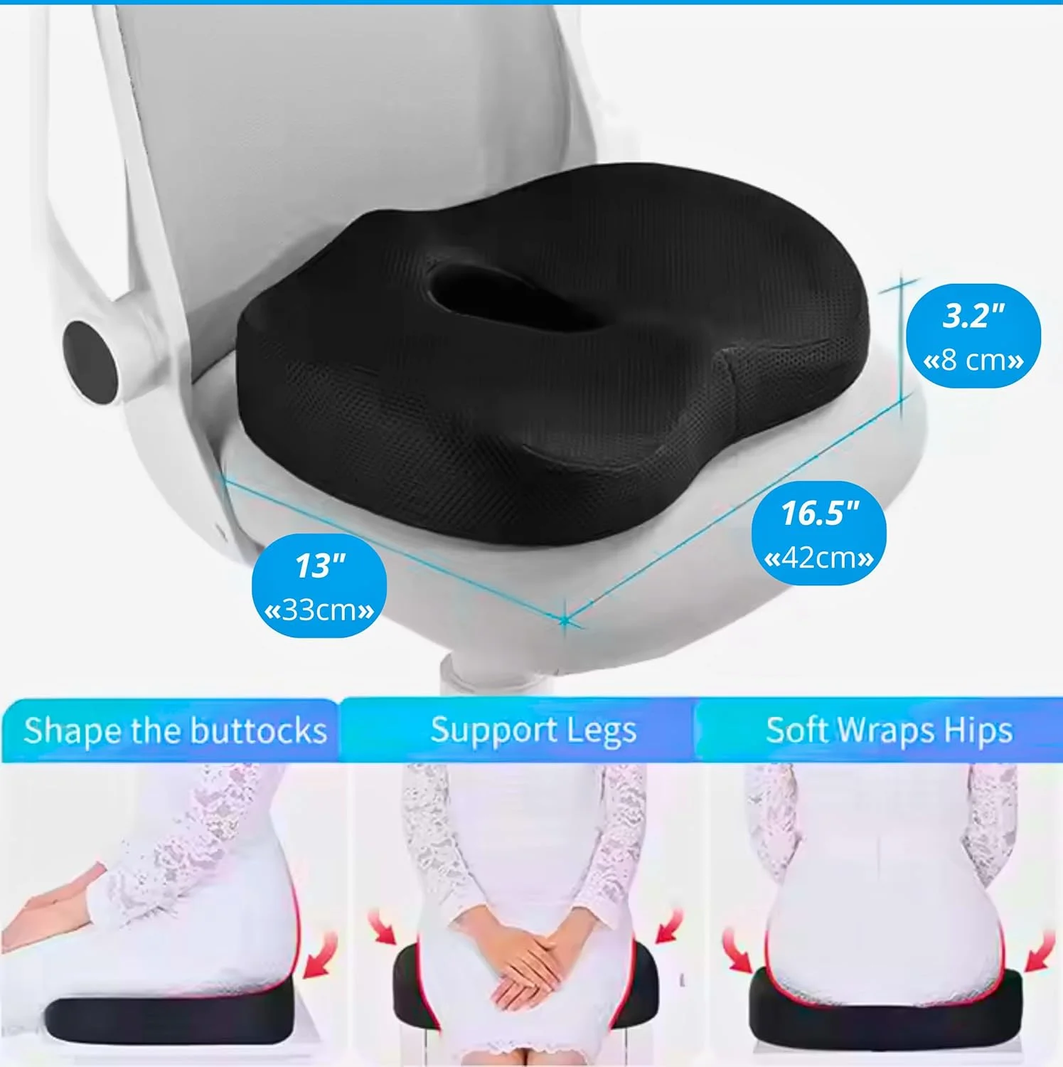 ست پشتیبانی از کمر و نشیمنگاه برای راحتی روزانه - بالشتک های فوم حافظه دار ارگونومیک برای دفتر، ماشین و خانه | تسکین درد کمر و دنبالچه، بهبود وضعیت بدنی، تنفس پذیر، تسکین در تمام طول روز