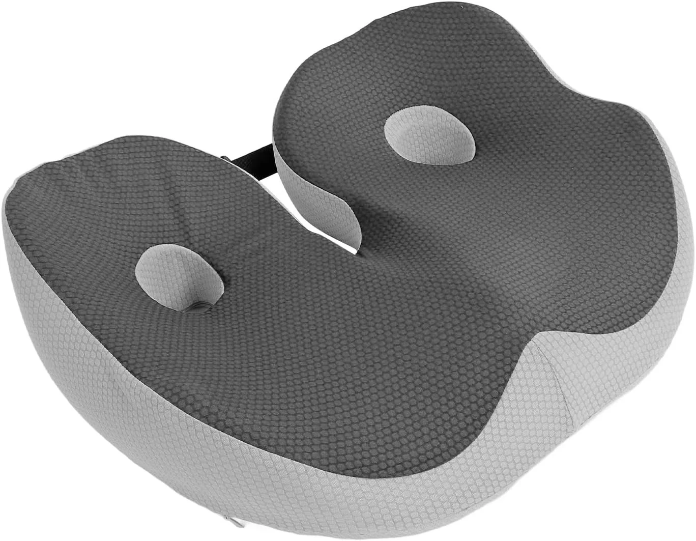 بالشتک فوم حافظه دار Fafeicy برای صندلی اداری با بند قابل تنظیم برای تسکین درد دنبالچه و سیاتیک و پشتیبانی راحت (خاکستری تیره)