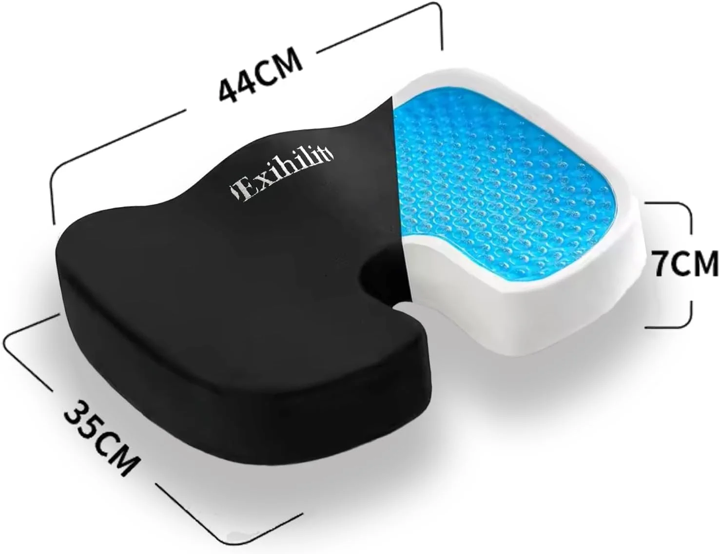 بالشتک صندلی تقویت شده با ژل - بالشتک صندلی فوم حافظه دار و ژل ارتوپدی ضد لغزش برای صندلی اداری، ماشین و ویلچر | تسکین درد کمر برای دنبالچه، سیاتیک و استخوان دنبالچه | پشتیبانی از وضعیت بدنی (مشکی)