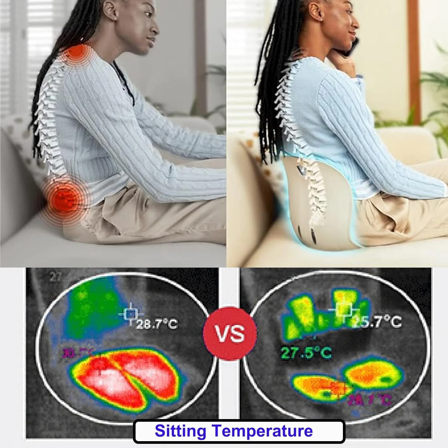 تصحیح کننده ارگونومیک و تاشو پشتی کمر برای صندلی، تصحیح کننده وضعیت کمر برای مطالعه بانوان، آقایان و کودکان، پشتیبانی برای تسکین درد کمر برای صندلی میز کار، تخت و کف اتاق خانه و اداره تصحیح کننده ارگونومیک و تاشو پشتی کمر برای صندلی، تصحیح کننده وضعیت کمر برای مطالعه بانوان، آقایان و کودکان، پشتیبانی برای تسکین درد کمر برای صندلی میز کار، تخت و کف اتاق خانه و اداره