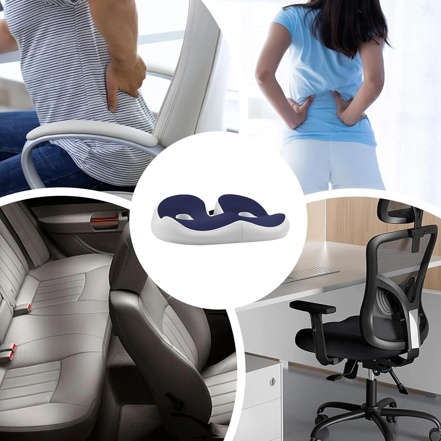 بالشتک فومی صندلی خودرو | پد فومی صندلی با طراحی برش خورده برای خانه - مناسب برای رانندگی های طولانی، ضد لغزش، برای رانندگی و مطالعه