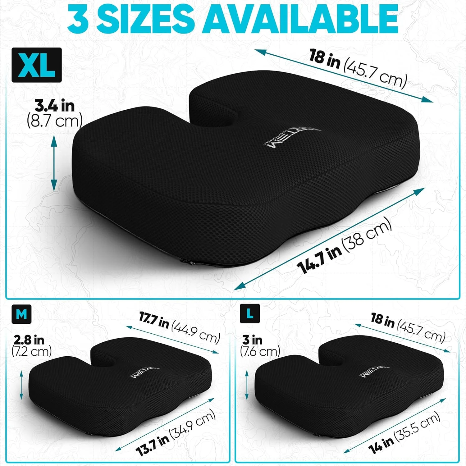 بالشتک صندلی اداری فورتِم و پشتی برای صندلی اداری، بالشتک پشتیبانی کمری، فوم حافظه دار، نشیمنگاه ضد لغزش و تکیه گاه برای بازی، بالشتک صندلی ماشین، پد صندلی، XL