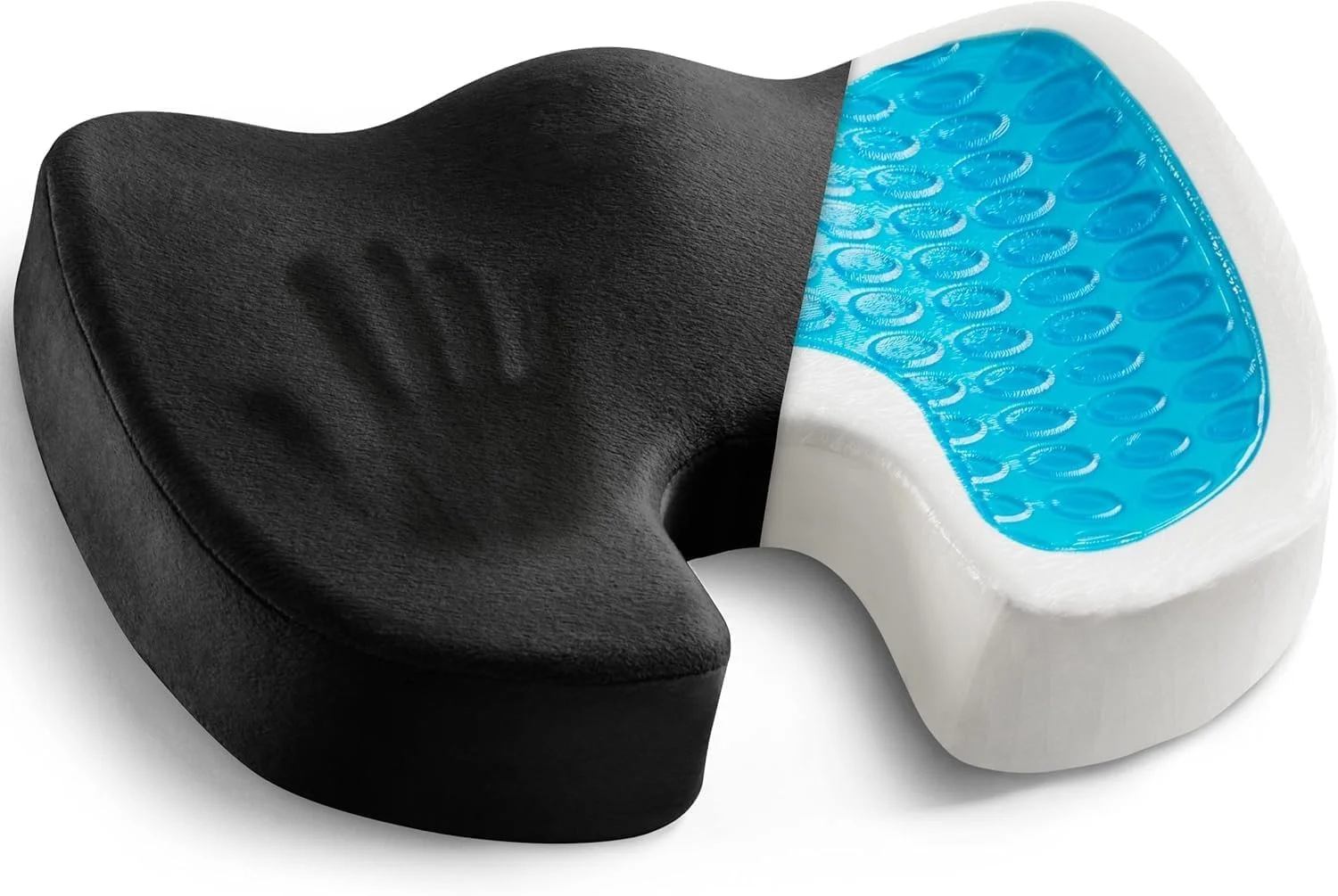 بالشتک صندلی ژله ای تقویت شده - بالشتک صندلی اداری - بالشتک دنبالچه فوم مموری و ژل ضد لغزش برای درد دنبالچه - بالشتک صندلی ماشین صندلی میز رانندگی - تسکین درد سیاتیک و کمر (مشکی)