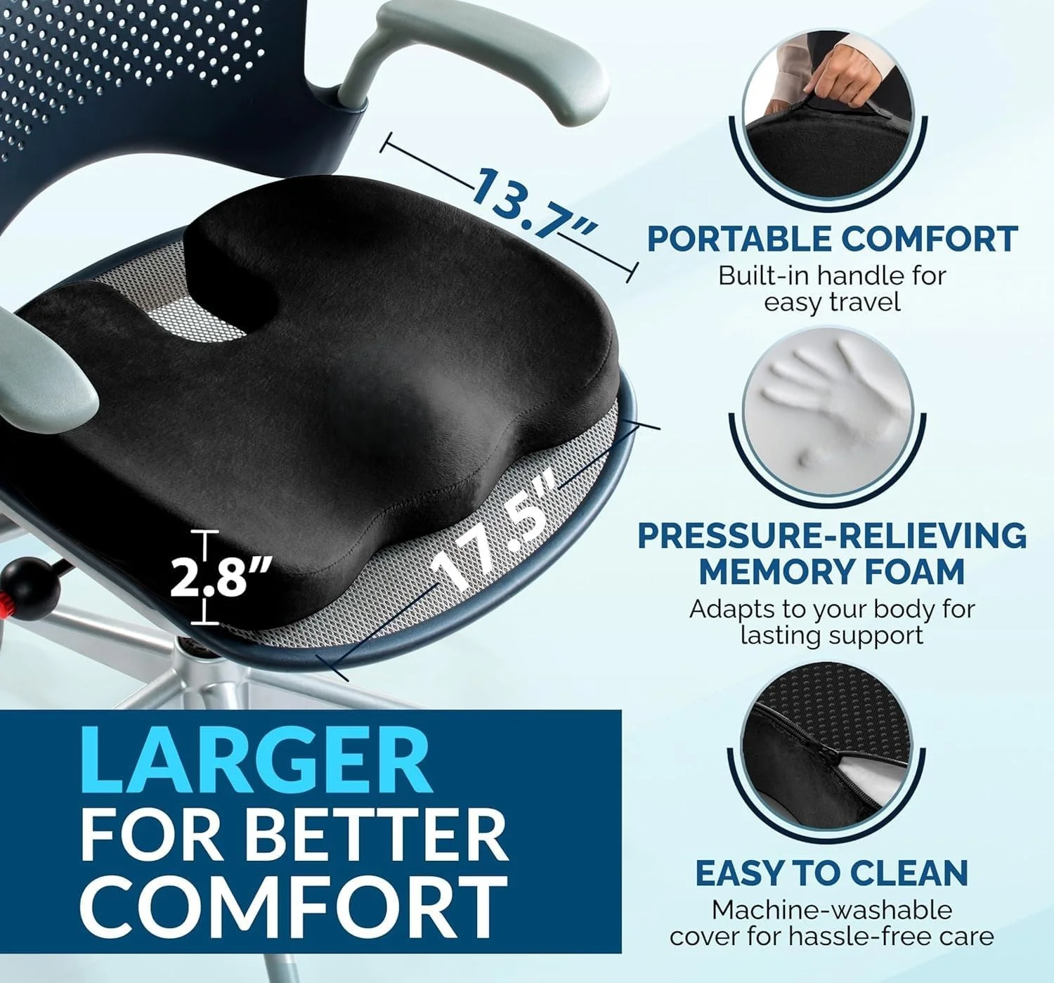 بالشتک صندلی ژله ای تقویت شده - بالشتک صندلی اداری - بالشتک دنبالچه فوم مموری و ژل ضد لغزش برای درد دنبالچه - بالشتک صندلی ماشین صندلی میز رانندگی - تسکین درد سیاتیک و کمر (مشکی) بالشتک صندلی ژله ای تقویت شده - بالشتک صندلی اداری - بالشتک دنبالچه فوم مموری و ژل ضد لغزش برای درد دنبالچه - بالشتک صندلی ماشین صندلی میز رانندگی - تسکین درد سیاتیک و کمر (مشکی)