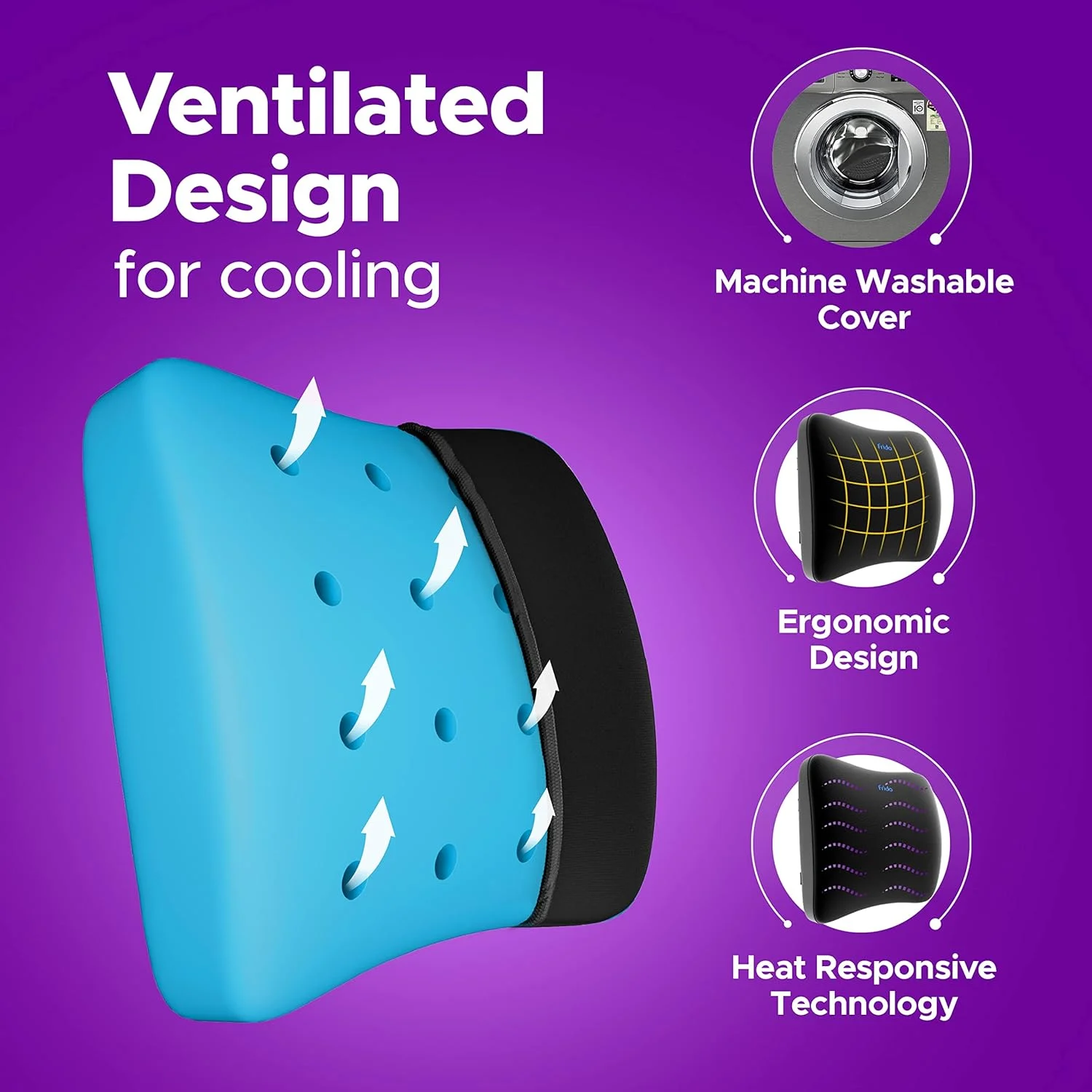 بالشتک پشتی کمری فریدوم، کوسن صندلی اداری، بهبود دهنده وضعیت بدنی، فوم حافظه دار تزریق شده با ژل، دارای تهویه هوا، بندهای دوتایی قابل تنظیم (مشکی) بالشتک پشتی کمری فریدوم، کوسن صندلی اداری، بهبود دهنده وضعیت بدنی، فوم حافظه دار تزریق شده با ژل، دارای تهویه هوا، بندهای دوتایی قابل تنظیم (مشکی)