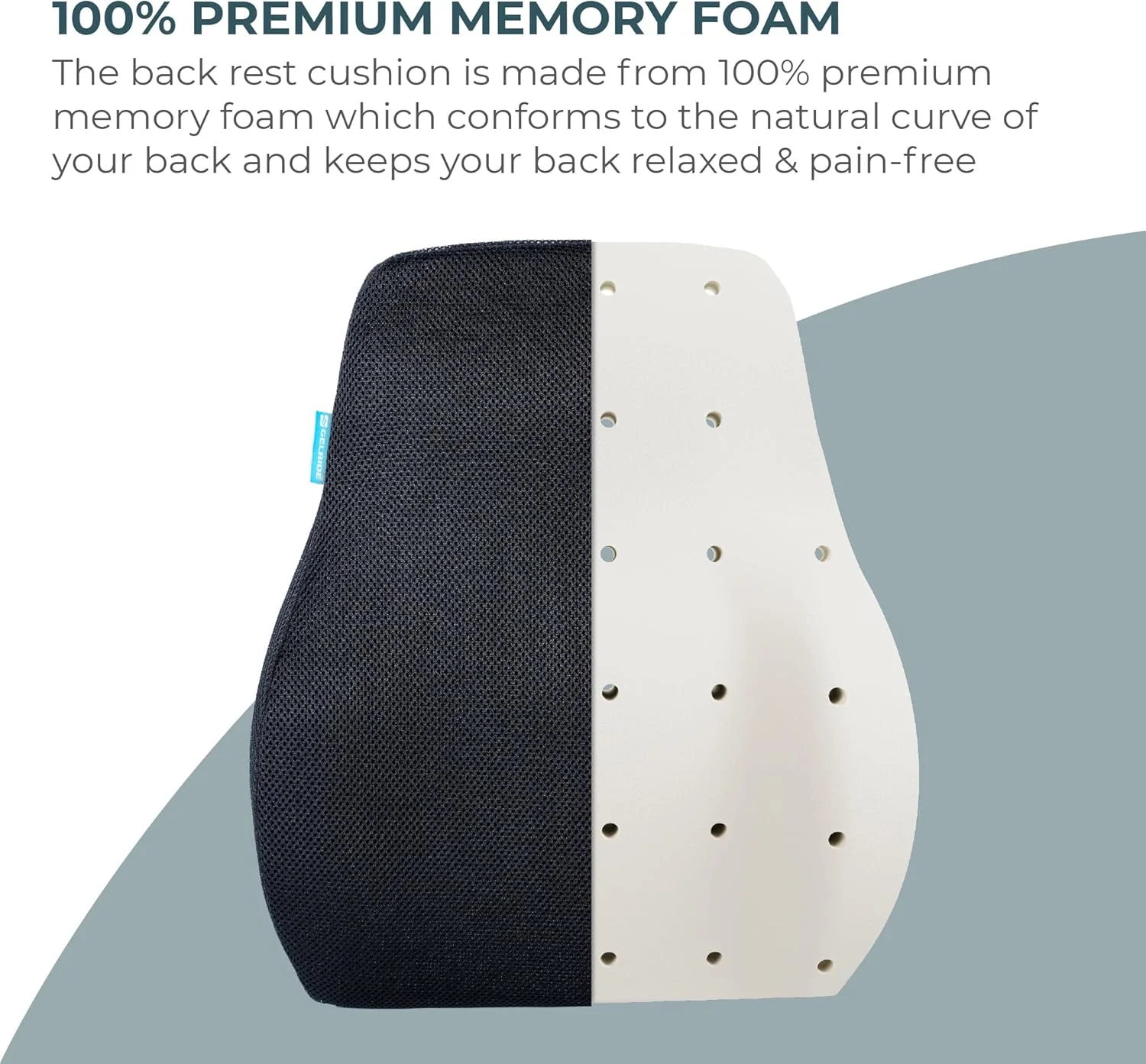 بالشتک پشتی برای صندلی و صندلی ماشین - بالشت مموری فوم ممتاز با روکش قابل جابجایی و شستشو (یونیورسال، توری هوای مشکی)