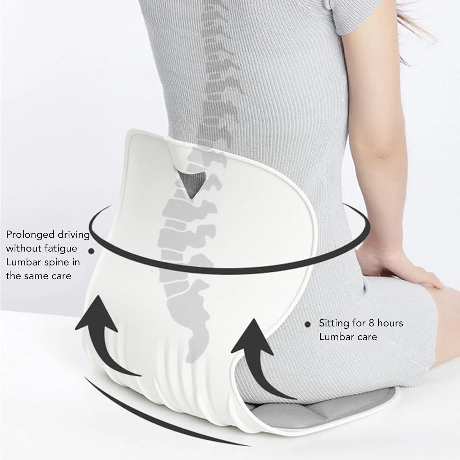 پشتی صندلی ارگونومیک gernie، صاف کننده کمر برای اصلاح وضعیت بدنی مناسب و تسکین درد کمر، کوسن صندلی برای صندلی ها و صندلی زمینی (خاکستری)