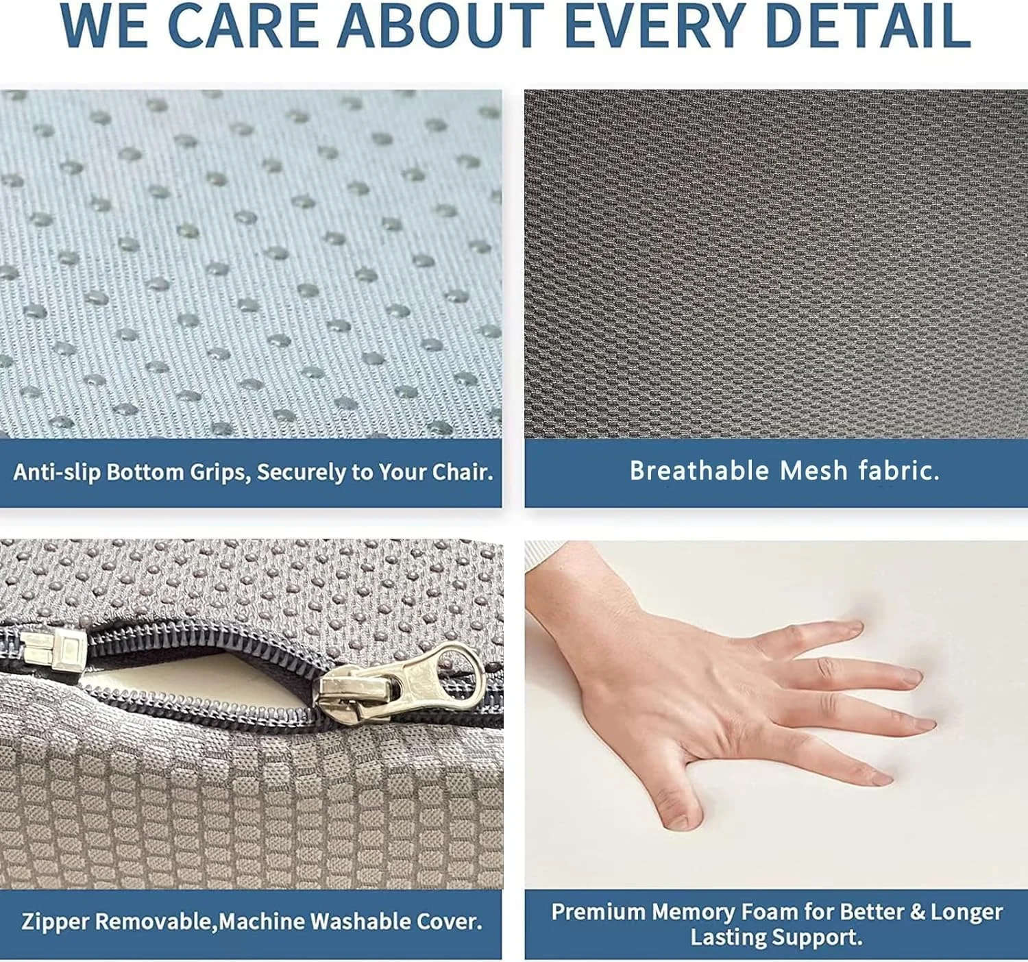 بالشتک صندلی فوم حافظه‌دار GGEROU برای صندلی اداری، بالشتک صندلی اداری با پوشش کامل سه بعدی برای تسکین درد دنبالچه، کمردرد، پشتیبانی بالشتک صندلی برای خانه، دفتر و راننده صندلی خودرو (A) (A)