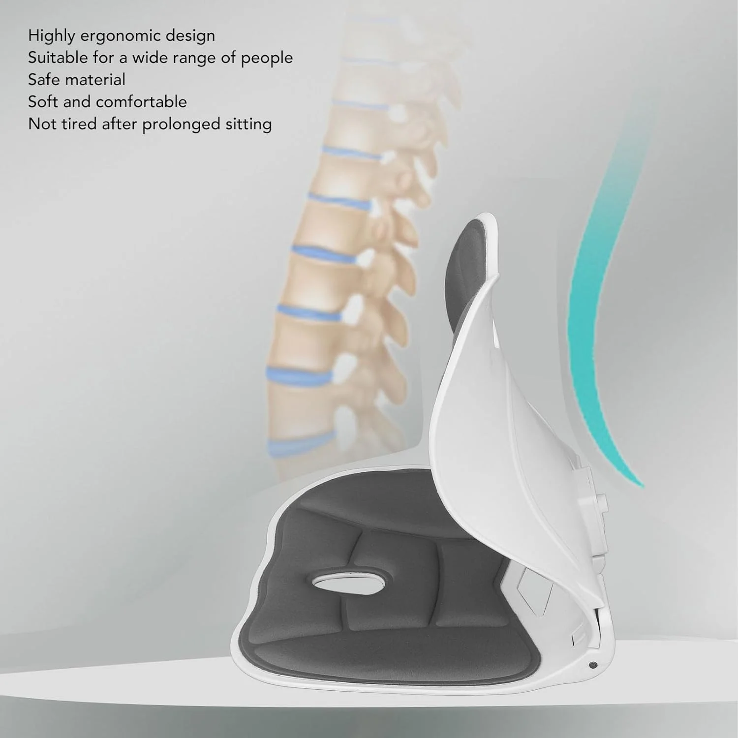پشتی صندلی ارگونومیک gernie، صاف کننده کمر برای اصلاح وضعیت بدنی مناسب و تسکین درد کمر، کوسن صندلی برای صندلی ها و صندلی زمینی (خاکستری)