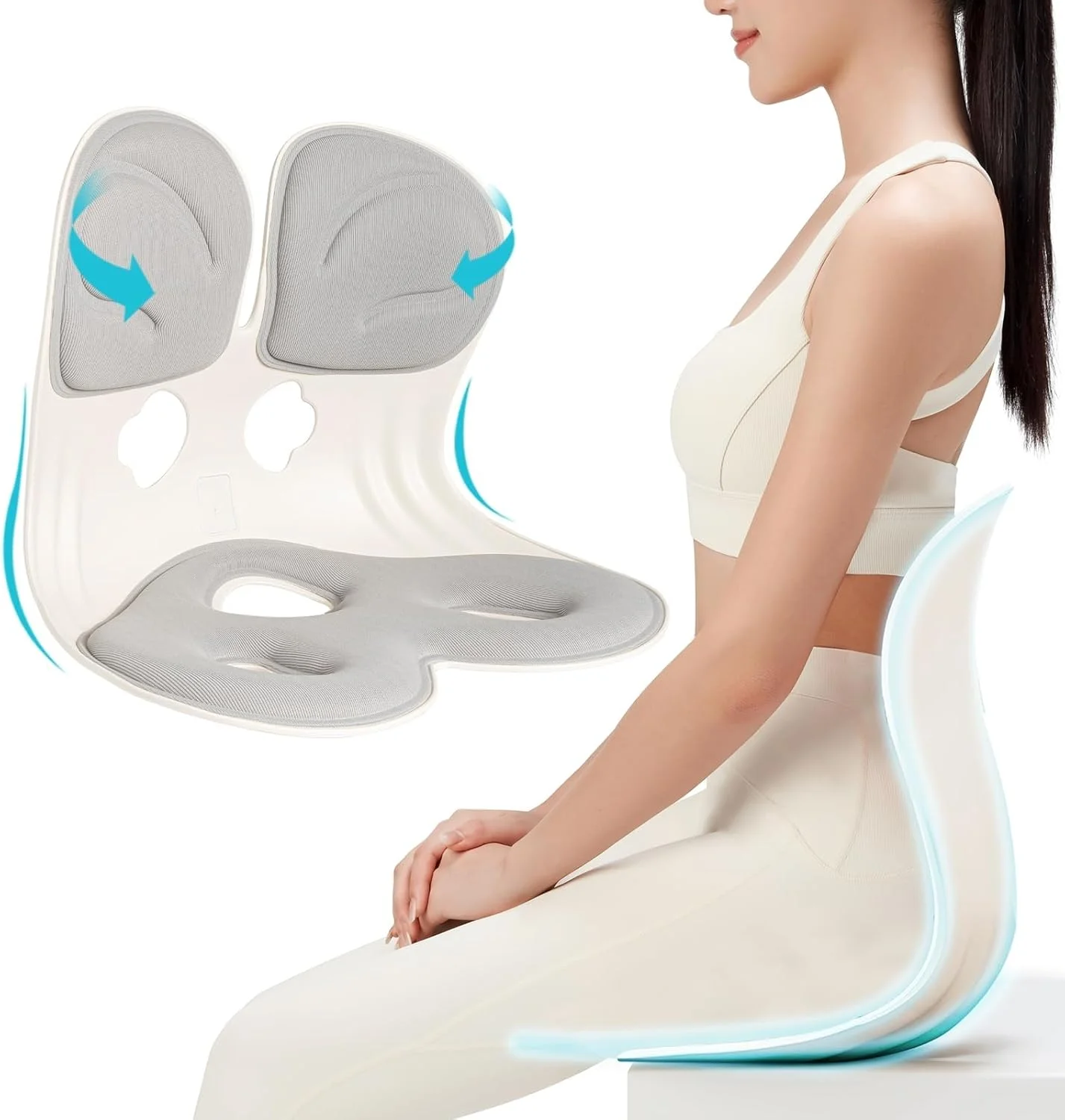 بالشتک صندلی ارگونومیک گلدن هوم برای اصلاح وضعیت بدن | پشتیبانی از کمر و دنبالچه | فوم حافظه دار برای دفتر، خانه و ماشین (خاکستری) بالشتک صندلی ارگونومیک گلدن هوم برای اصلاح وضعیت بدن | پشتیبانی از کمر و دنبالچه | فوم حافظه دار برای دفتر، خانه و ماشین (خاکستری)