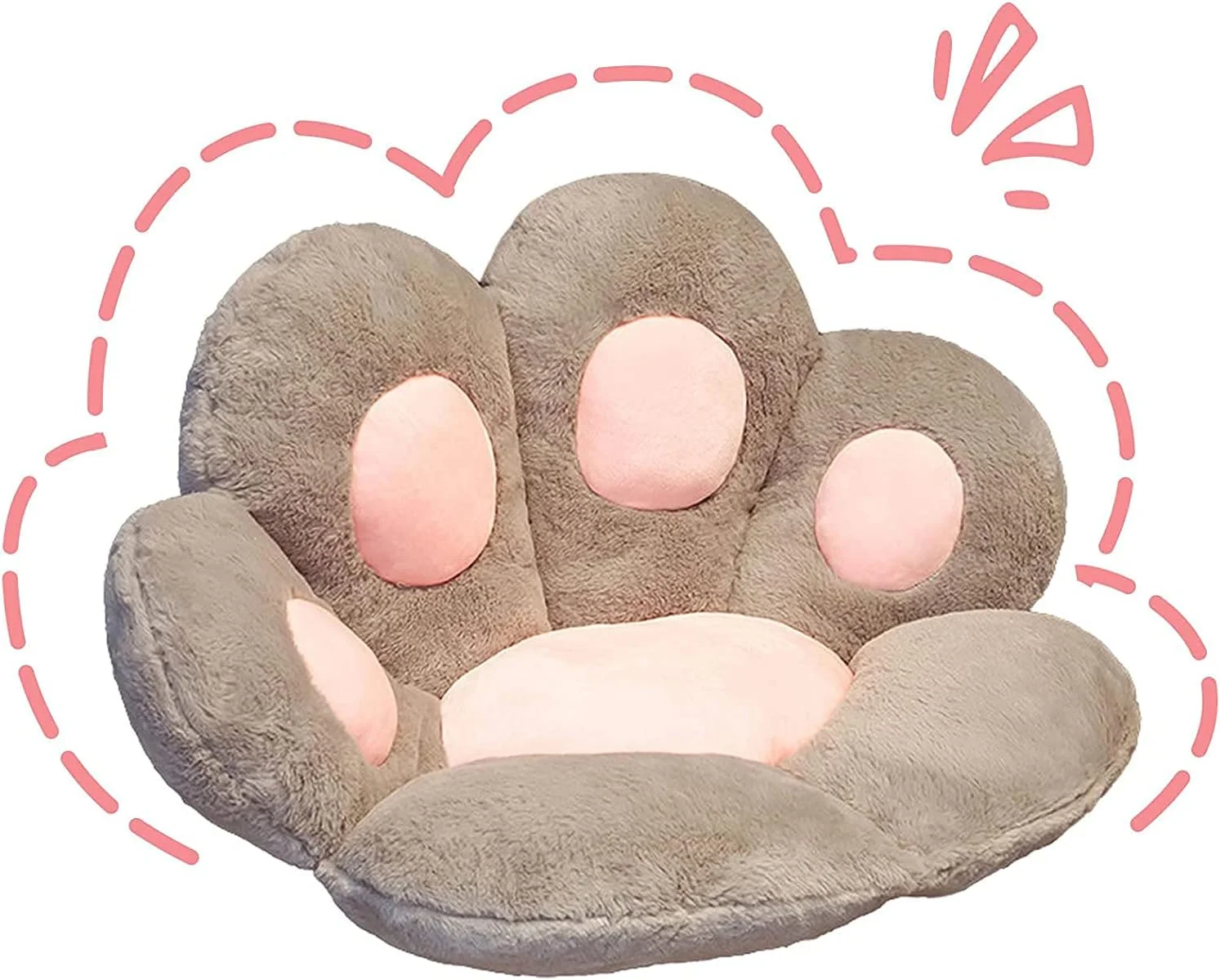 کوسن پنجه گربه - کوسن صندلی نرم و راحت و جذاب، کوسن صندلی اداری تنبل به شکل پنجه گربه، بالش صندلی گرم و نرم اداری، کوسن مبل مخملی برای دکوراسیون منزل (خاکستری، 70x60 سانتی متر)