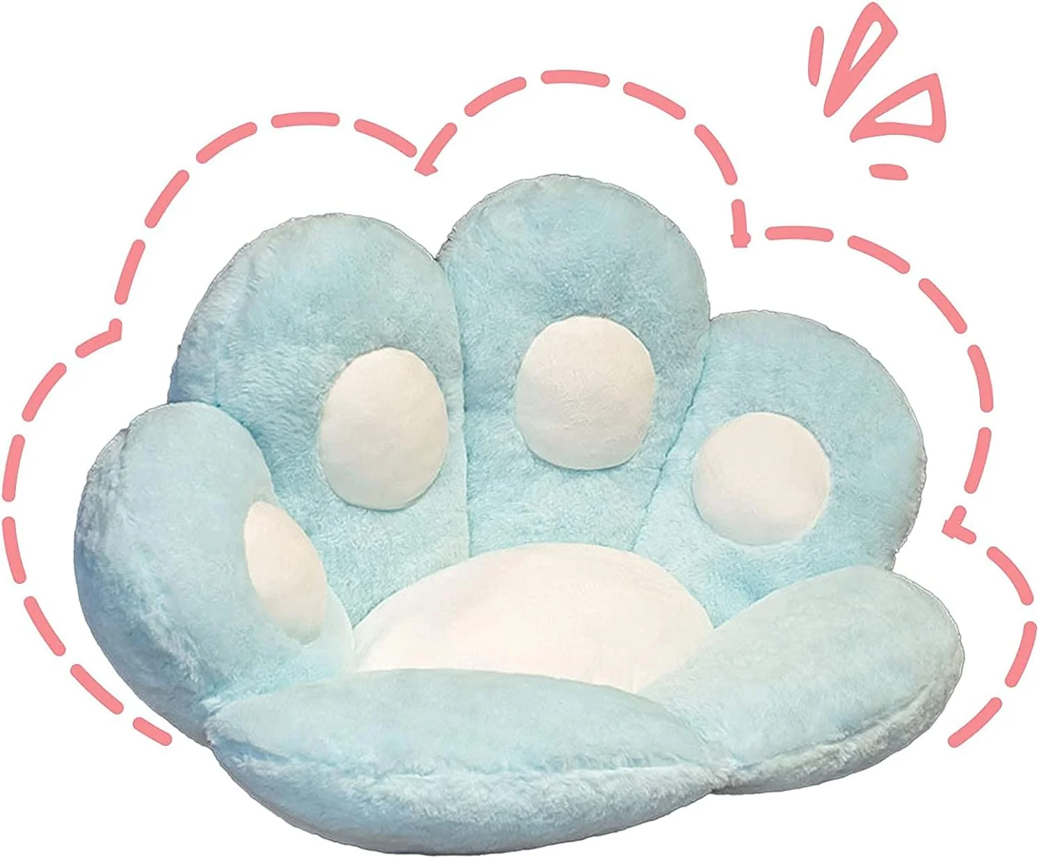 کوسن پنجه گربه - کوسن صندلی نرم و راحت و جذاب، کوسن صندلی اداری تنبل به شکل پنجه گربه، بالش صندلی گرم و راحت اداری، کوسن مبل مخمل خواب دار تزئین خانه (آبی، 70x60 سانتی متر)