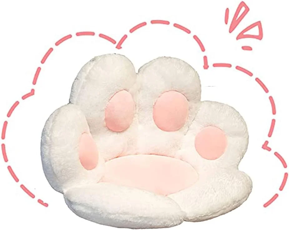 کوسن پنجه گربه - کوسن صندلی نرم و راحت و دوست داشتنی، کوسن صندلی اداری تنبل به شکل پنجه گربه، بالش صندلی گرم و نرم اداری، کوسن مبل مخمل خواب دار تزئین خانه (سفید، 80x70 سانتی متر)