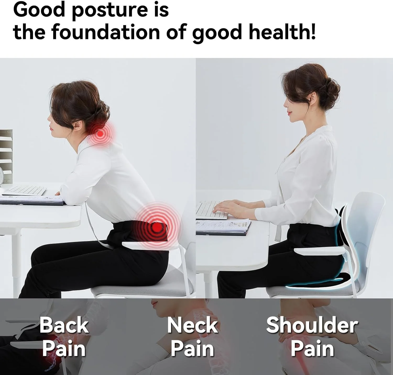 بالشتک صندلی ارگونومیک گلدن هوم برای اصلاح وضعیت بدن | پشتیبانی از کمر و دنبالچه | فوم حافظه دار برای دفتر، خانه و ماشین (خاکستری) بالشتک صندلی ارگونومیک گلدن هوم برای اصلاح وضعیت بدن | پشتیبانی از کمر و دنبالچه | فوم حافظه دار برای دفتر، خانه و ماشین (خاکستری)