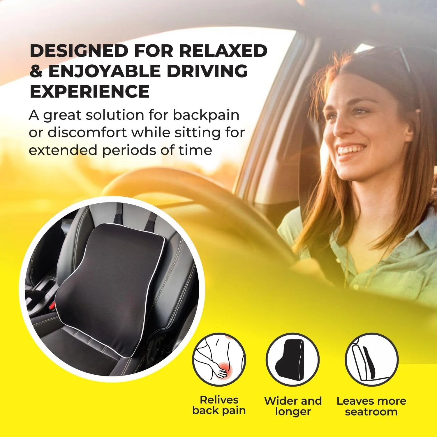 تکیه گاه طبی صندلی خودرو گرین هلث مدل SitRight Pro، فوم حافظه دار، پشتیبانی کامل از کمر، کوسن پشتی صندلی خودرو برای صندلی اداری تکیه گاه طبی صندلی خودرو گرین هلث مدل SitRight Pro، فوم حافظه دار، پشتیبانی کامل از کمر، کوسن پشتی صندلی خودرو برای صندلی اداری