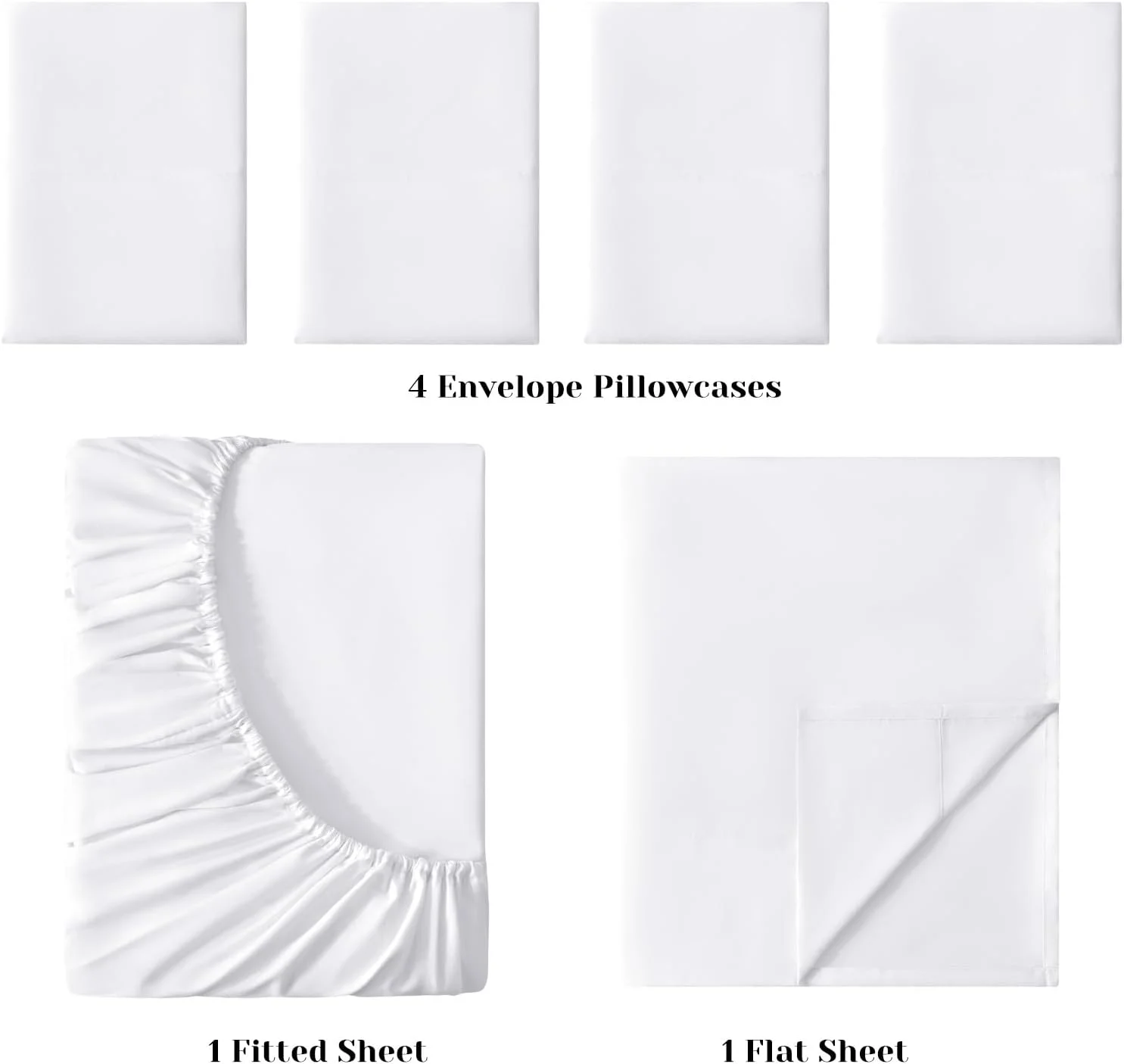 ست ملحفه 6 تکه لوکس هتلی BYSURE (سایز کوئین، سفید) - ملحفه های میکروفیبر فوق العاده نرم با تراکم 1800، دارای جیب های عمیق، مقاوم در برابر چروک و رنگ پریدگی ست ملحفه 6 تکه لوکس هتلی BYSURE (سایز کوئین، سفید) - ملحفه های میکروفیبر فوق العاده نرم با تراکم 1800، دارای جیب های عمیق، مقاوم در برابر چروک و رنگ پریدگی