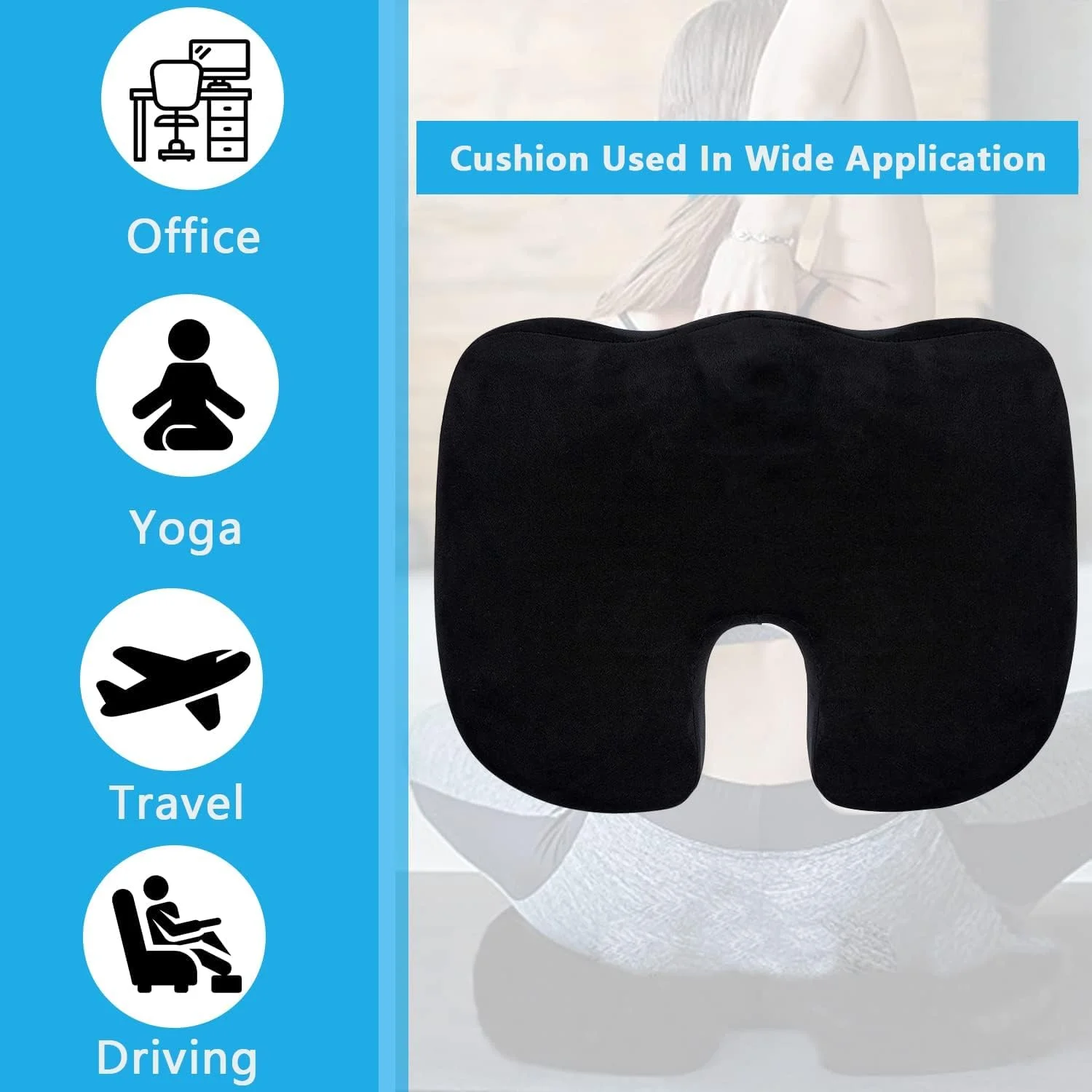 بالشتک صندلی دنبالچه گلوکلوز، پد صندلی ارتوپدی برای تسکین درد، بالشتک فوم حافظه دار با روکش برای صندلی اداری، ماشین، دنبالچه، سیاتیک، ویلچر (مشکی) بالشتک صندلی دنبالچه گلوکلوز، پد صندلی ارتوپدی برای تسکین درد، بالشتک فوم حافظه دار با روکش برای صندلی اداری، ماشین، دنبالچه، سیاتیک، ویلچر (مشکی)