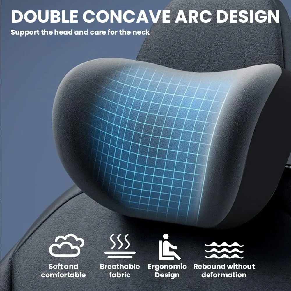 بالشتک پشتیبانی سر و کمر خودرو، پشتیبانی سر و کمر خودرو، بالشتک ارگونومیک پشتی سر و کمر صندلی خودرو، ست بالشتک پشتی سر و کمر خودرو برای تسکین درد گردن و کمر (خاکستری)