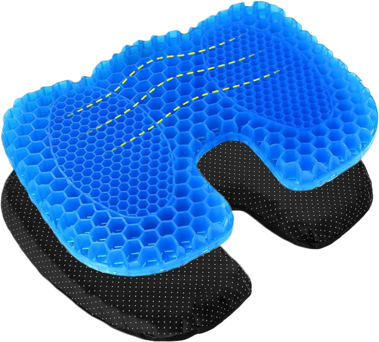 بالشتک ژله ای لانه زنبوری صندلی با روکش قابل جابجایی - پشتیبانی دنبالچه U شکل برای تسکین درد دنبالچه، پد کاهش فشار برای صندلی اداری و ماشین (راحتی ارگونومیک برای نشستن طولانی) بالشتک ژله ای لانه زنبوری صندلی با روکش قابل جابجایی - پشتیبانی دنبالچه U شکل برای تسکین درد دنبالچه، پد کاهش فشار برای صندلی اداری و ماشین (راحتی ارگونومیک برای نشستن طولانی)