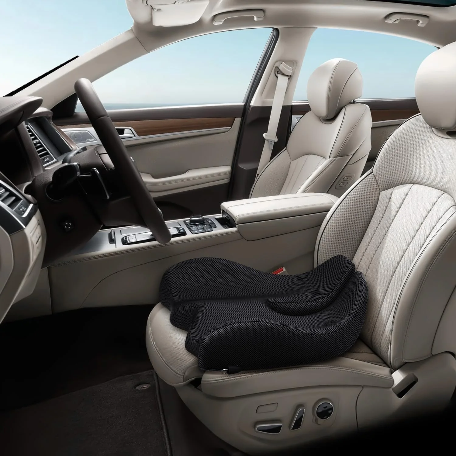 بالشتک صندلی مموری فوم بزرگ برای صندلی اداری، تسکین فشار، سیاتیک و درد دنبالچه، پد سفت دنبالچه برای نشستن طولانی مدت، برای صندلی اداری، صندلی گیمینگ و صندلی ماشین، مشکی