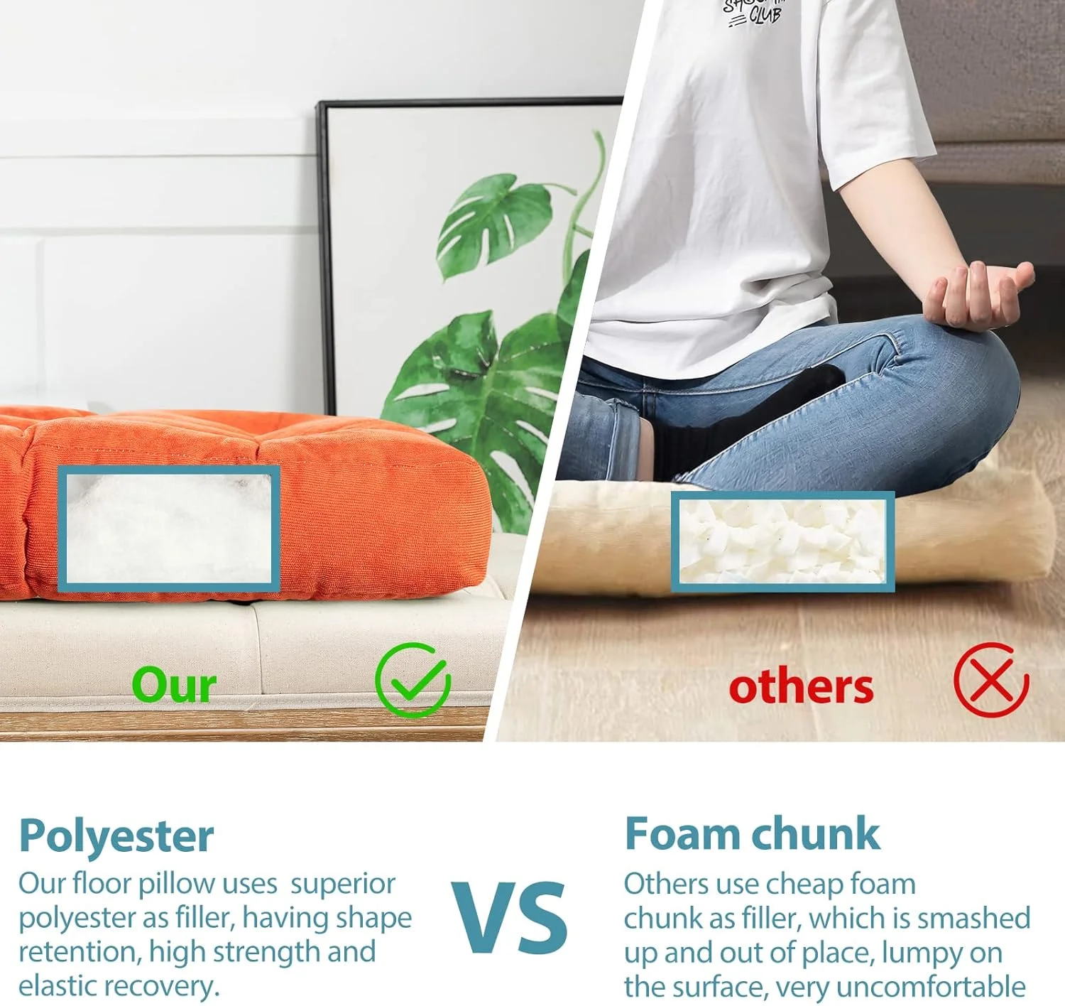 بالشتک زمینی HIGOGOGO (نارنجی، 55x55 سانتی متر)