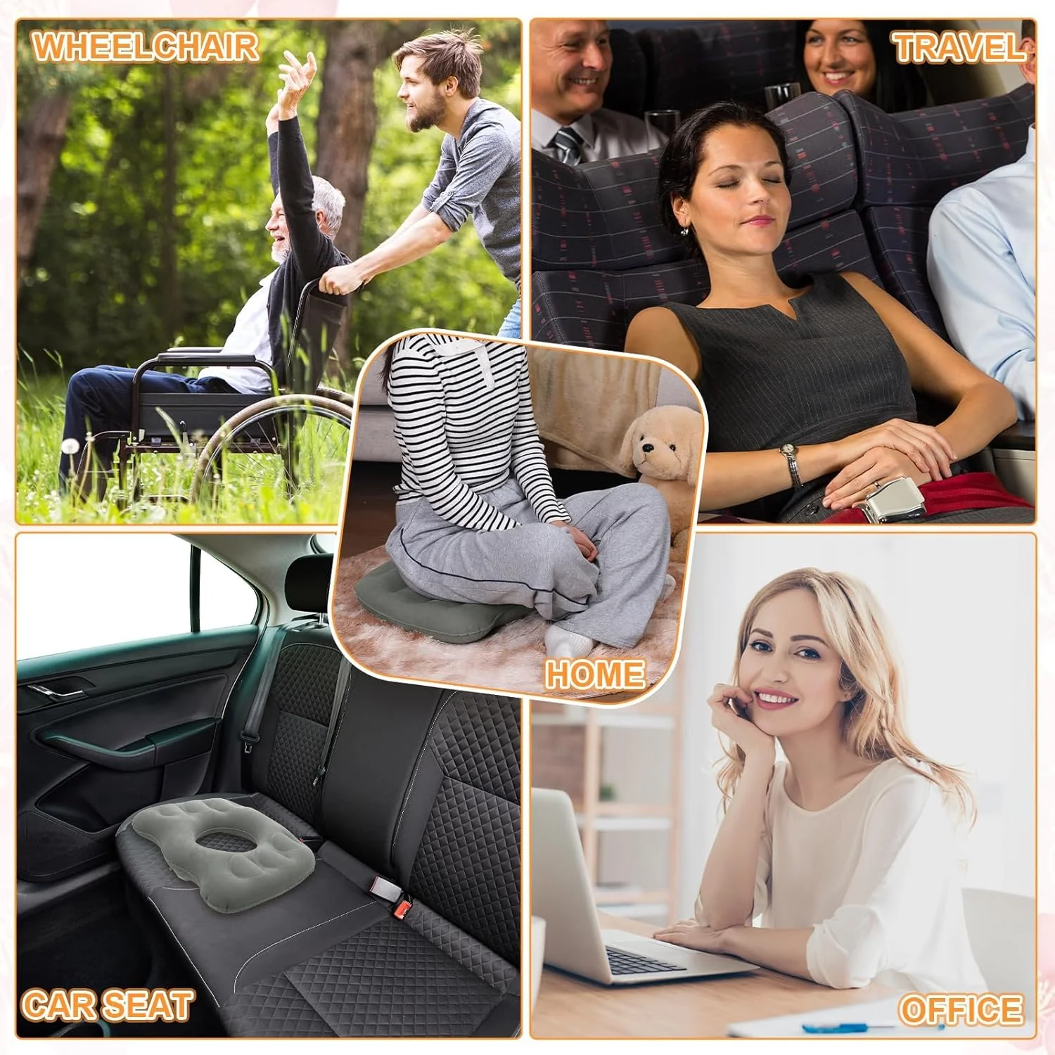 بالشتک بادی دوناتی برای تسکین درد هموروئید - بالش حلقه ای قابل حمل برای دنبالچه، سیاتیک، درد پروستات، جلوگیری از زخم بستر، آسایش پس از زایمان و بارداری - خاکستری روشن بالشتک بادی دوناتی برای تسکین درد هموروئید - بالش حلقه ای قابل حمل برای دنبالچه، سیاتیک، درد پروستات، جلوگیری از زخم بستر، آسایش پس از زایمان و بارداری - خاکستری روشن