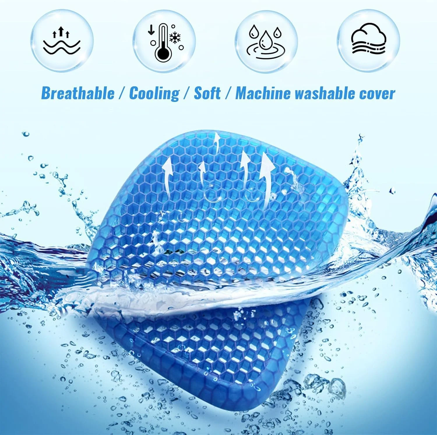 بالشتک ژله ای لانه زنبوری صندلی با روکش قابل جابجایی - پشتیبانی دنبالچه U شکل برای تسکین درد دنبالچه، پد کاهش فشار برای صندلی اداری و ماشین (راحتی ارگونومیک برای نشستن طولانی)