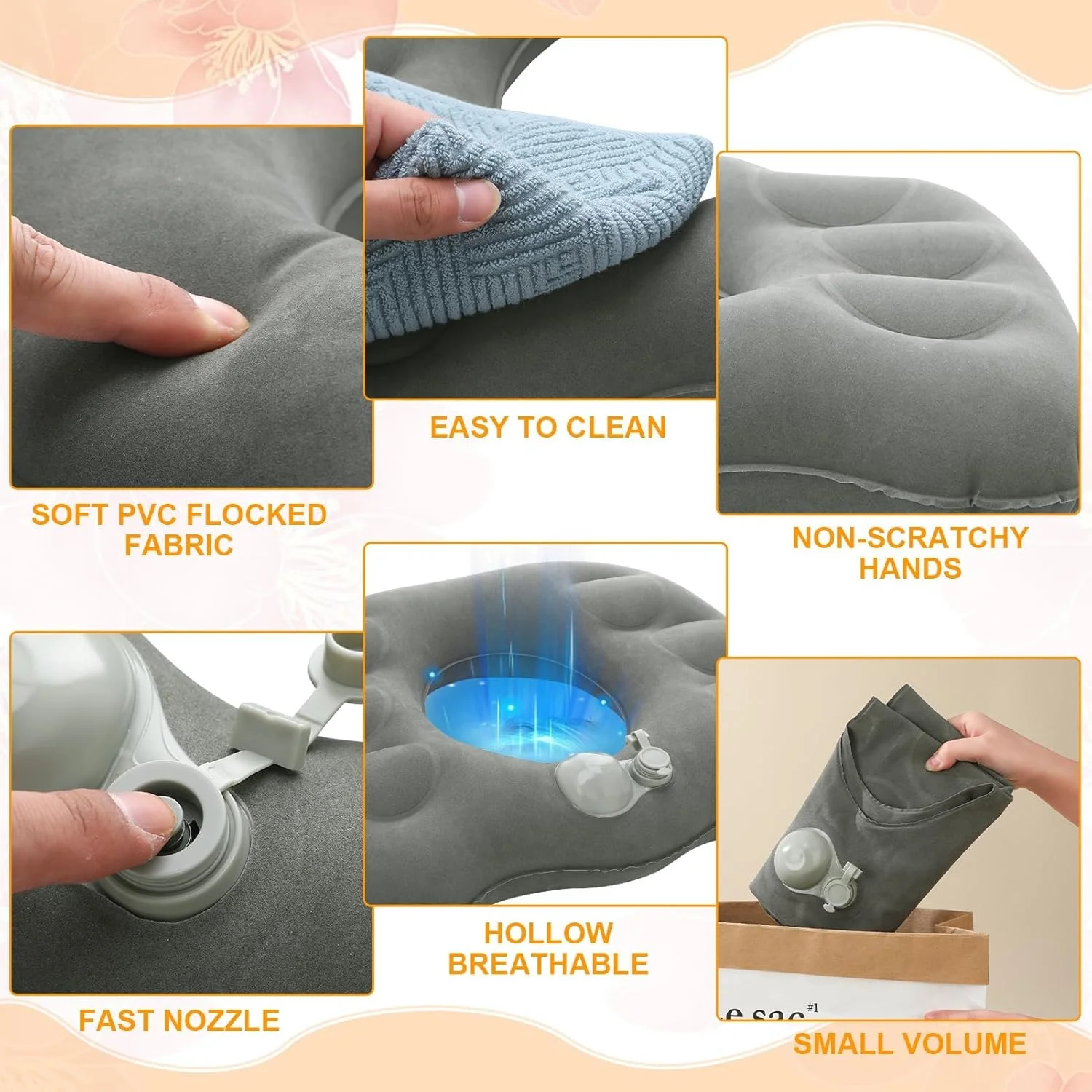 بالشتک بادی دوناتی برای تسکین درد هموروئید - بالش حلقه ای قابل حمل برای دنبالچه، سیاتیک، درد پروستات، جلوگیری از زخم بستر، آسایش پس از زایمان و بارداری - خاکستری روشن بالشتک بادی دوناتی برای تسکین درد هموروئید - بالش حلقه ای قابل حمل برای دنبالچه، سیاتیک، درد پروستات، جلوگیری از زخم بستر، آسایش پس از زایمان و بارداری - خاکستری روشن