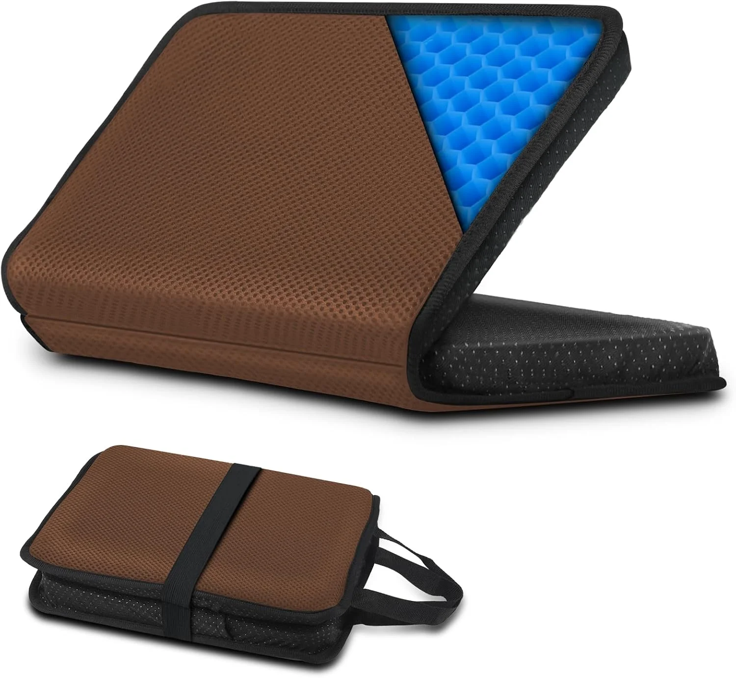 بالشتک صندلی ژله ای قابل حمل برای ماساژ و مسافرت، 42 × 30 سانتی متر، بالشتک صندلی ضخیم تاشو برای صندلی ماشین، صندلی اداری، ویلچر، مناسب برای باسن، دنبالچه، سیاتیک و زخم بستر