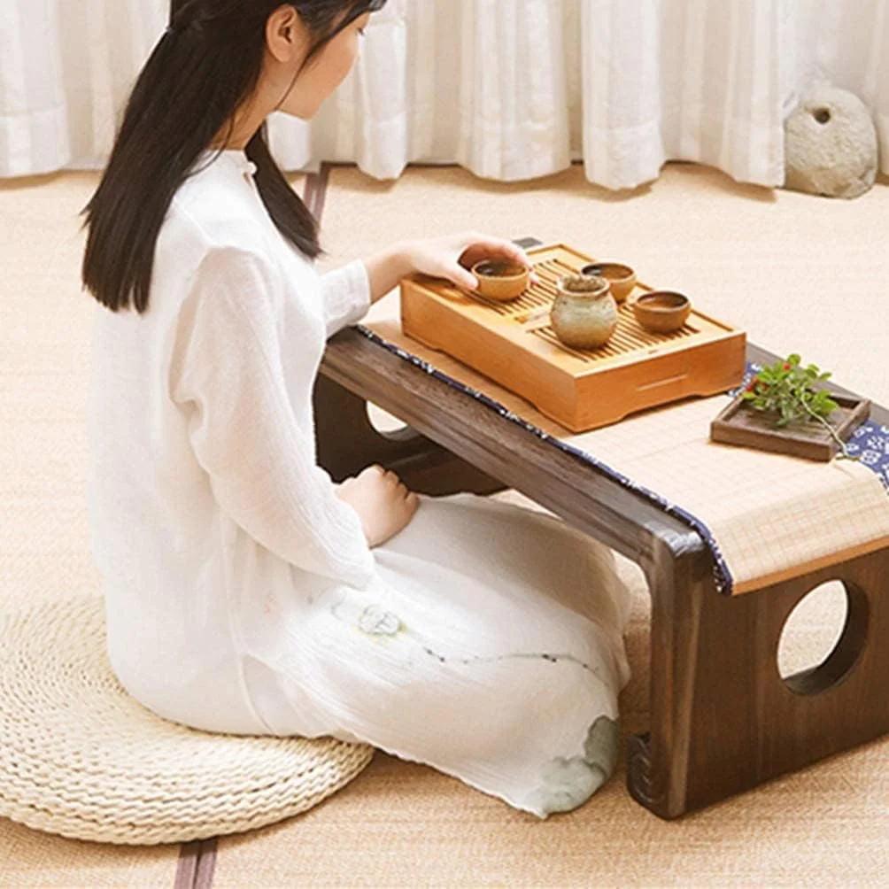 بالشتک صندلی به سبک ژاپنی، پوف گرد، پد صندلی تاتامی، بالش صندلی یوگا، زیرانداز بافتنی سایز S، M (بژ، قهوه ای روشن)