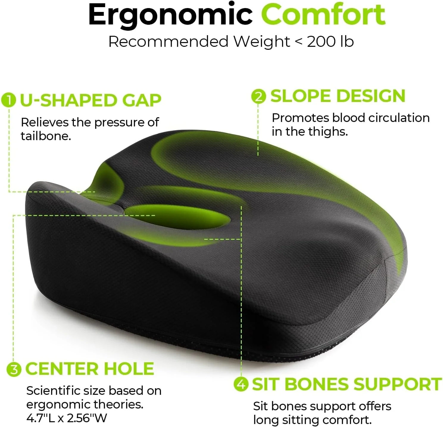 بالشتک دوناتی نوآورانه، بالشتک صندلی دوناتی ارتوپدی برای تسکین درد دنبالچه، سیاتیک، دوران بارداری پس از زایمان، تسکین نشستن بعد از عمل