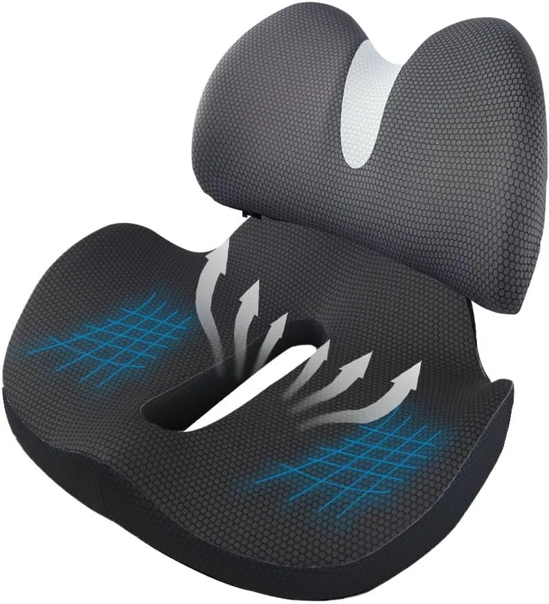 بالشتک صندلی JZS، بالشتک فوم حافظه دار فوق العاده بزرگ برای صندلی اداری، بالشتک ارگونومیک دونات برای تسکین فشار سیاتیک و درد دنبالچه و فرم دهی باسن (ست بالشتک مشکی (51x41x11cm) بالشتک صندلی JZS، بالشتک فوم حافظه دار فوق العاده بزرگ برای صندلی اداری، بالشتک ارگونومیک دونات برای تسکین فشار سیاتیک و درد دنبالچه و فرم دهی باسن (ست بالشتک مشکی (51x41x11cm)