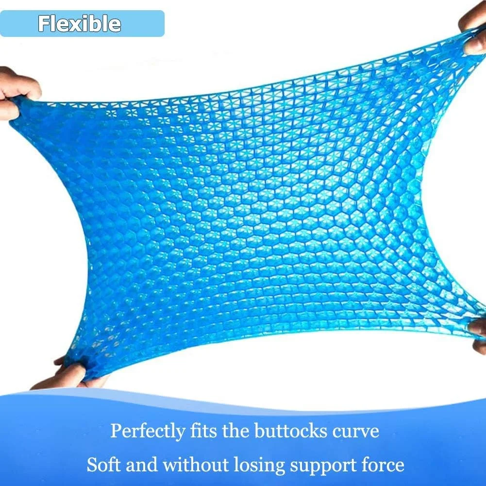 نشیمنگاه ژله ای ضخیم با روکش ضد لغزش - مناسب برای درد دنبالچه، کمر و سیاتیک، صندلی اداری، صندلی خودرو، طراحی لانه زنبوری، بادوام و قابل حمل