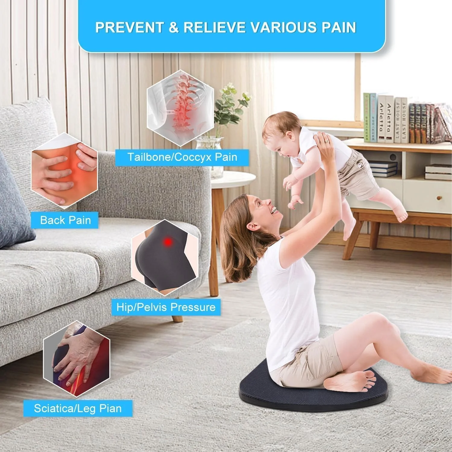 بالشتک صندلی ژله ای با طراحی لانه زنبوری، بالشتک کاهش فشار با ژل خنک کننده، پد صندلی ارتوپدی برای صندلی اداری و صندلی ماشین، تسکین درد دنبالچه