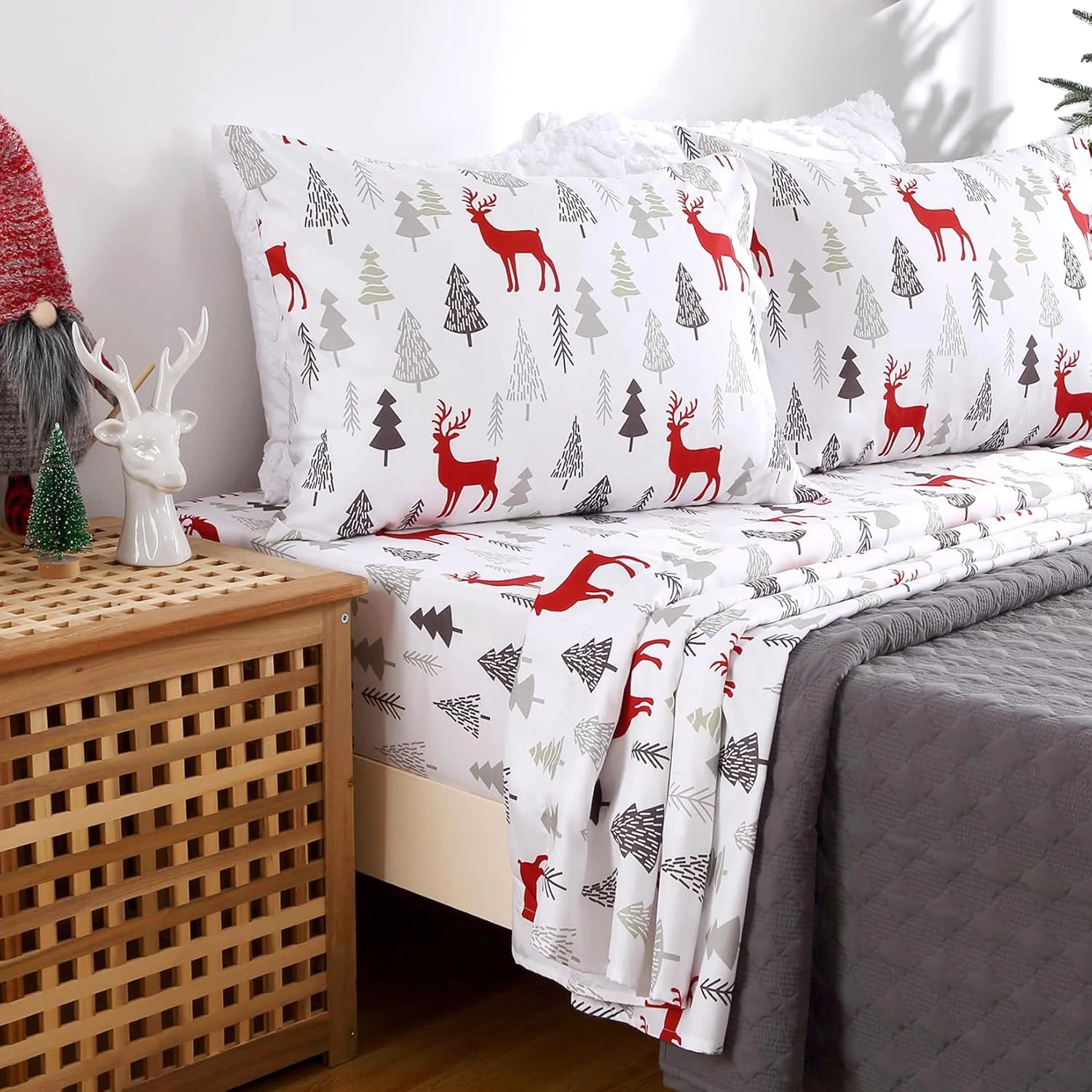 ملحفه تخت خواب کریسمس CAROMIO سایز کینگ، ست ملحفه نرم میکروفایبر برس خورده، ملحفه کش دار با جیب عمیق 16 اینچی، ست ملحفه تعطیلات زمستانی (طرح کریسمس، کینگ) ملحفه تخت خواب کریسمس CAROMIO سایز کینگ، ست ملحفه نرم میکروفایبر برس خورده، ملحفه کش دار با جیب عمیق 16 اینچی، ست ملحفه تعطیلات زمستانی (طرح کریسمس، کینگ)