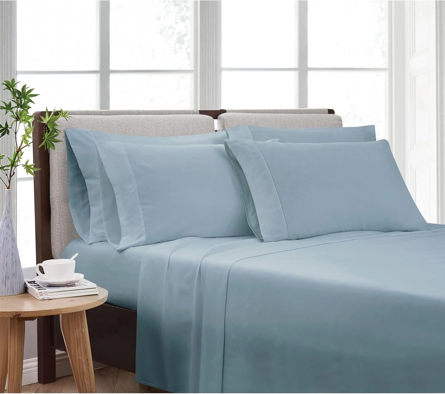 ست ملحفه 6 تکه پلی استر آبی رنگ CANNON Heritage، طرح رنگ ثابت، برای آقایان و بانوان، دارای گواهینامه Oeko-TEX