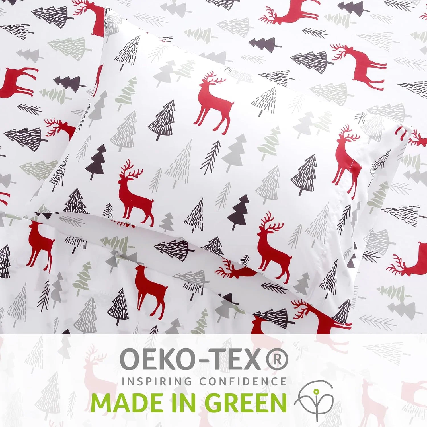 ملحفه تخت خواب کریسمس CAROMIO سایز کینگ، ست ملحفه نرم میکروفایبر برس خورده، ملحفه کش دار با جیب عمیق 16 اینچی، ست ملحفه تعطیلات زمستانی (طرح کریسمس، کینگ)