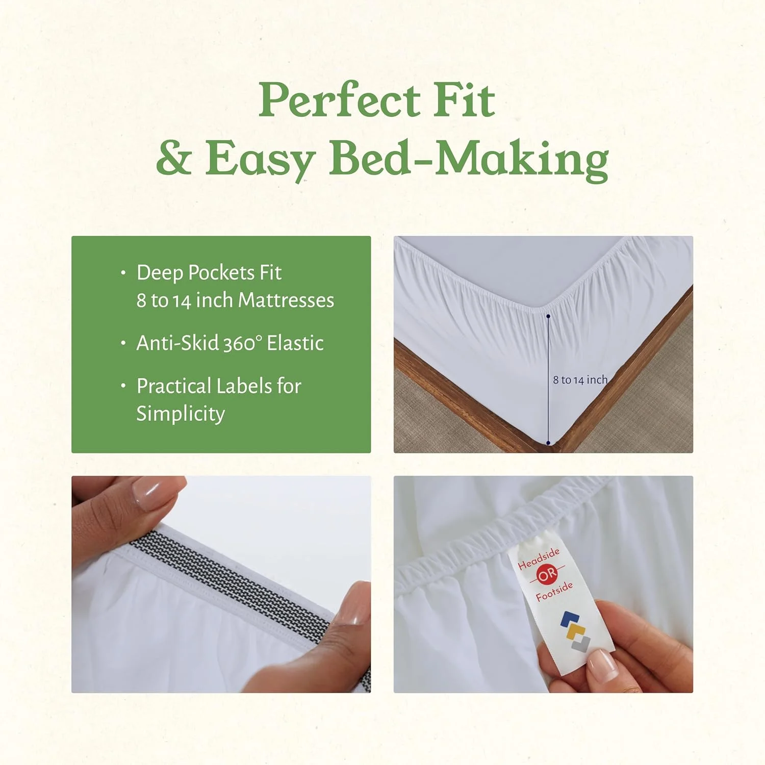 ست ملحفه یک نفره کالیفرنیا دیزاین دن، ملحفه های 100% پنبه ارگانیک - دارای گواهی GOTS، ملحفه های پرکال - ملحفه های نرم، خنک و ترد، جیب های عمیق، ست ملحفه 3 تکه یک نفره، ملحفه های سفید