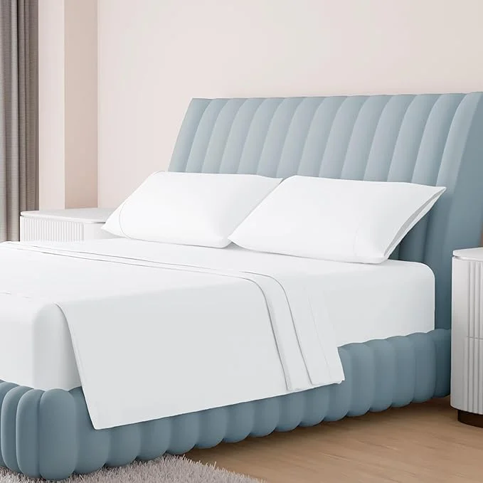 ست ملحفه کتان کارسا با تراکم بافت ۱۰۰۰، الیاف بلند، نرم، مناسب تخت کینگ، ۴ تکه، مناسب برای تشک تا عمق ۱۷ اینچ، بافت ساتن لطیف و نرم، جیب عمیق، ملافه لوکس، سفید ست ملحفه کتان کارسا با تراکم بافت ۱۰۰۰، الیاف بلند، نرم، مناسب تخت کینگ، ۴ تکه، مناسب برای تشک تا عمق ۱۷ اینچ، بافت ساتن لطیف و نرم، جیب عمیق، ملافه لوکس، سفید