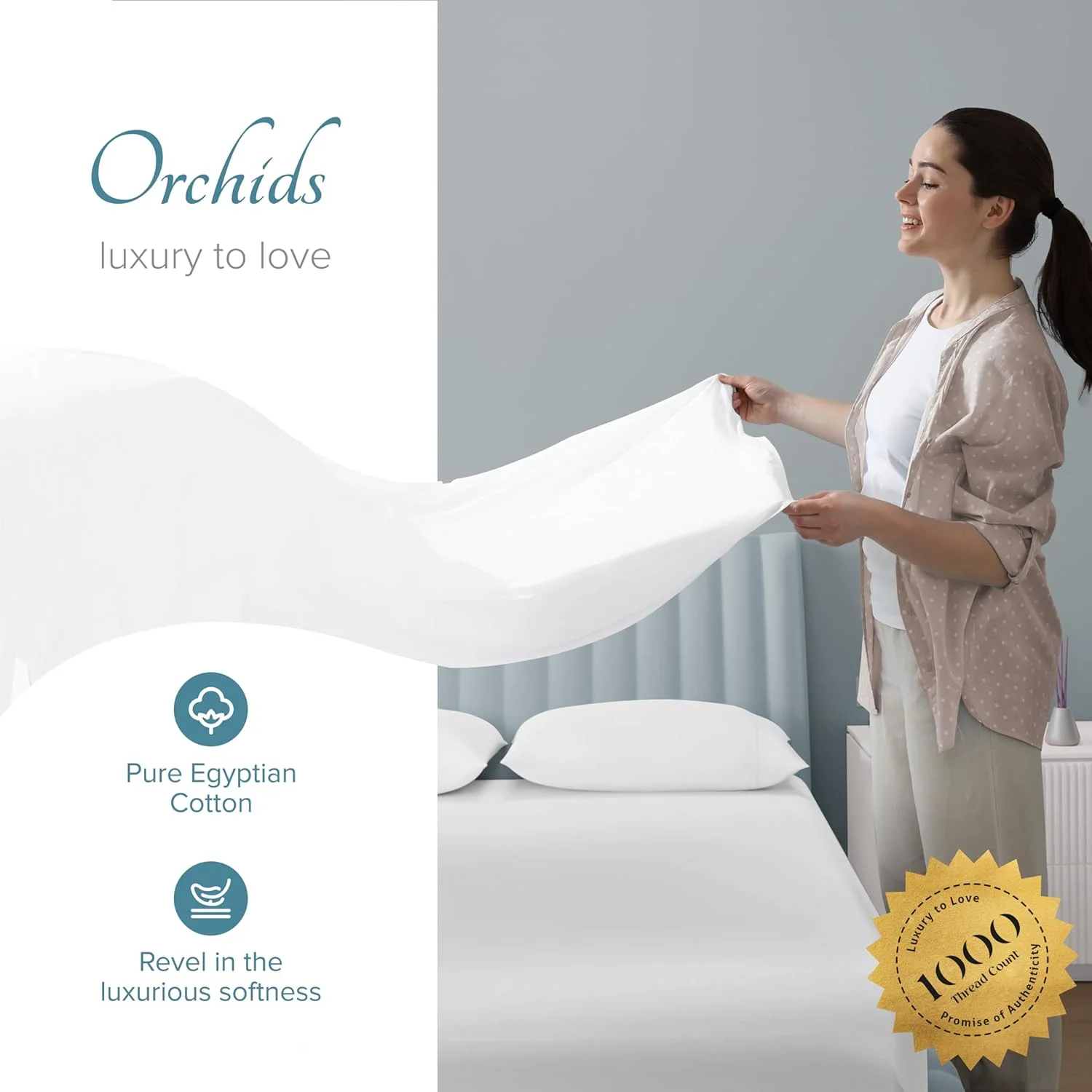 ست ملحفه کتان کارسا با تراکم بافت ۱۰۰۰، الیاف بلند، نرم، مناسب تخت کینگ، ۴ تکه، مناسب برای تشک تا عمق ۱۷ اینچ، بافت ساتن لطیف و نرم، جیب عمیق، ملافه لوکس، سفید