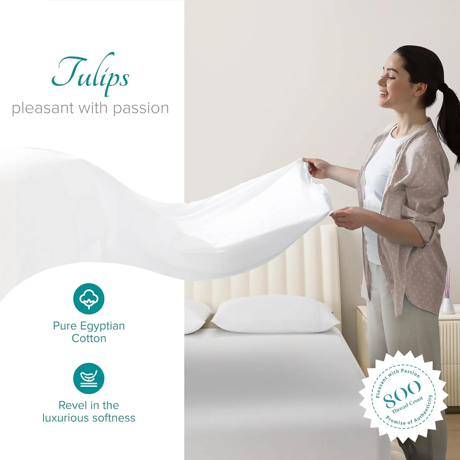 ست ملحفه کتان کارسا، 800 نخ، 100% پنبه مصری نرم و بادوام، ست 4 تکه، ملحفه کالیفرنیا کینگ، مناسب برای تشک تا عمق 17 اینچ، بافت ساتن نرم و لطیف، کالای خواب لوکس، سفید