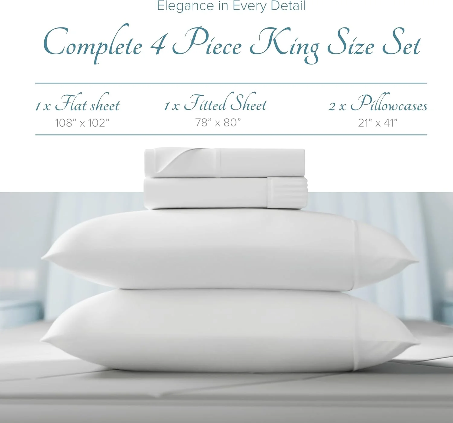 ست ملحفه کتان کارسا با تراکم بافت ۱۰۰۰، الیاف بلند، نرم، مناسب تخت کینگ، ۴ تکه، مناسب برای تشک تا عمق ۱۷ اینچ، بافت ساتن لطیف و نرم، جیب عمیق، ملافه لوکس، سفید