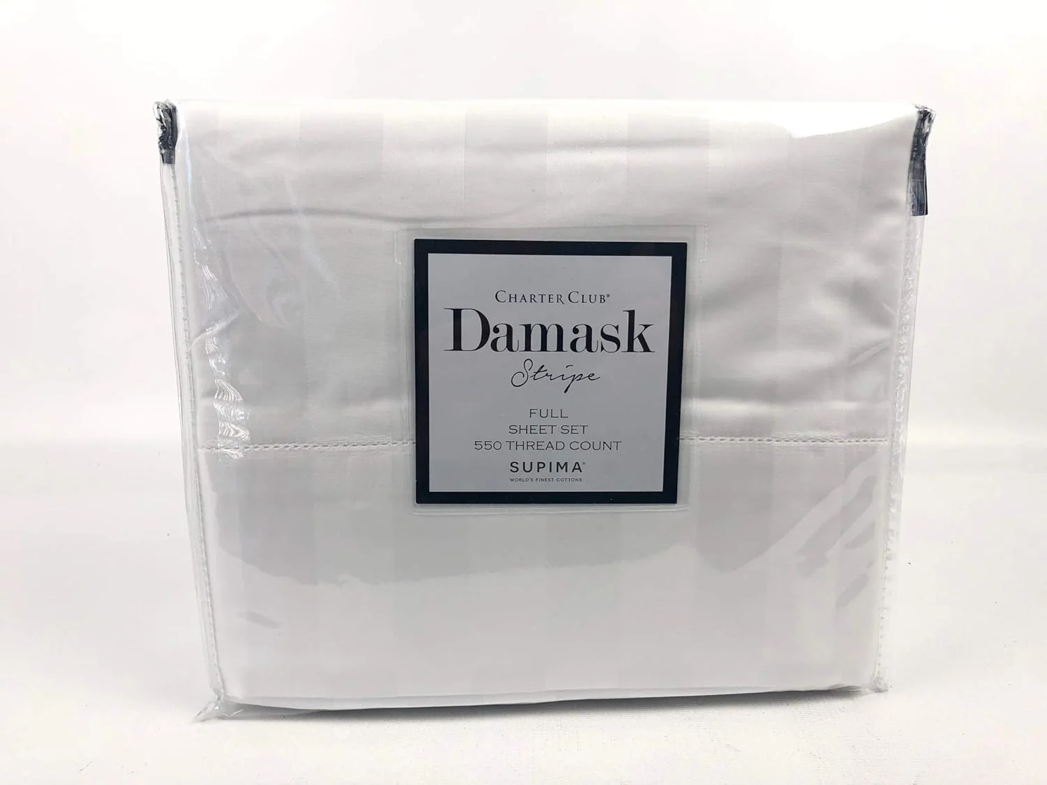 ست ملحفه چهارتکه تمام نخ پنبه سوپیما طرح راه راه داماسک Charter Club