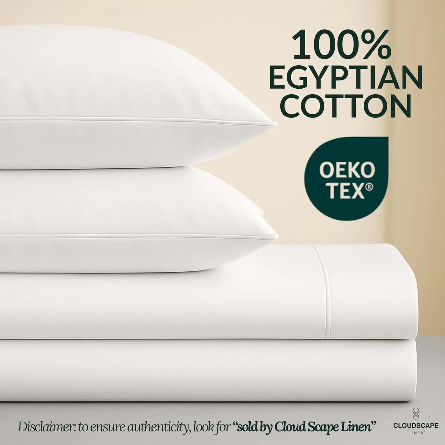 ست ملحفه ابریشمی Cloud Scape - ملحفه های تخت 100% پنبه مصری، ست ملحفه 4 تکه پنبه ای برای تخت سایز کوئین، ملحفه و روبالشتی هتلی، مناسب برای تشک تا 16 اینچ - سفید