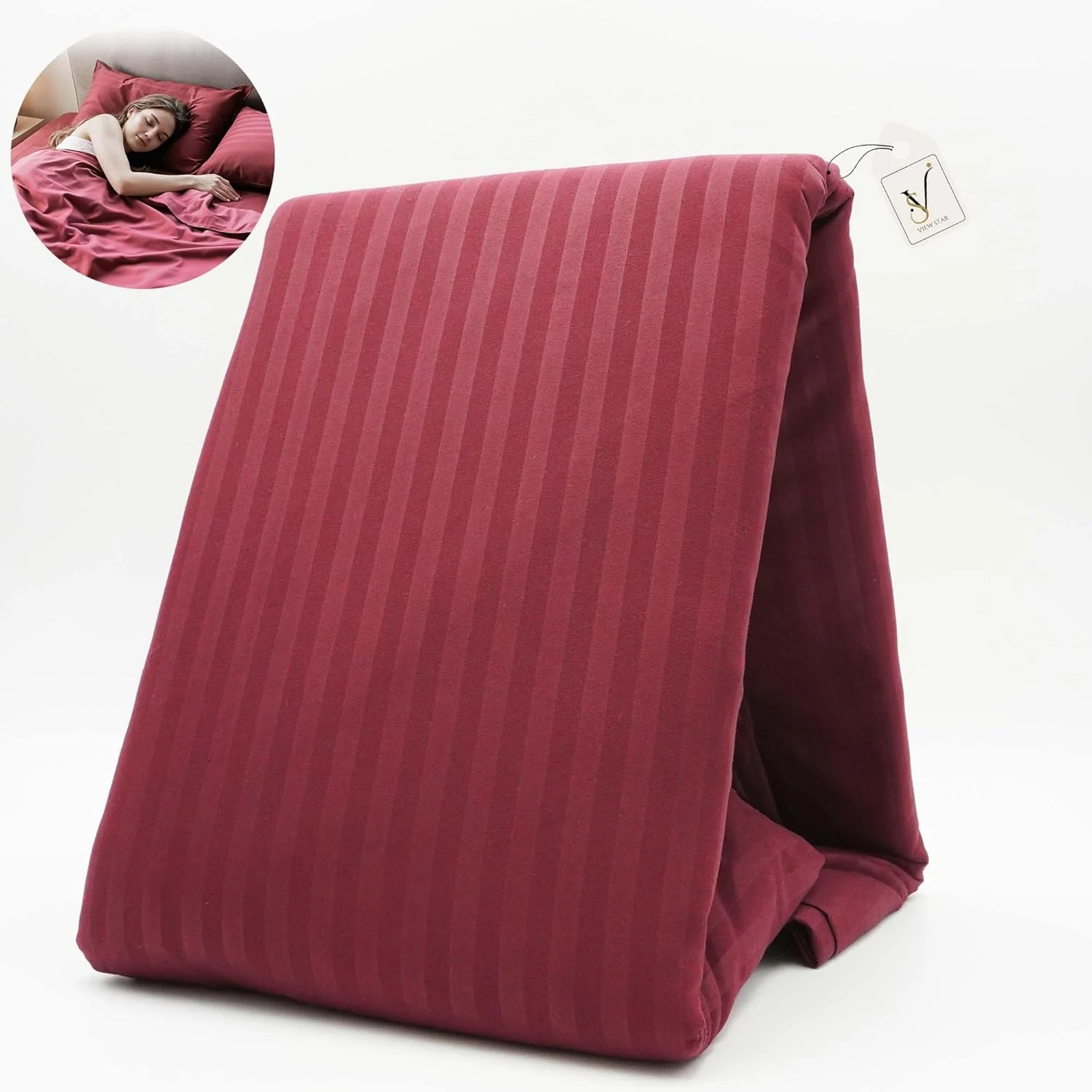 ست ملحفه راه راه 4 تکه سایز کینگ Viewstar - روکش لحاف نرم الهام گرفته از هتل، ملحفه کش دار و روبالشتی - ملحفه بزرگ و شیک برای راحتی (زرشکی)